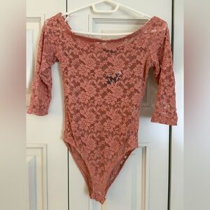 Forever 21 Rose Pink Crochet Lace Top
